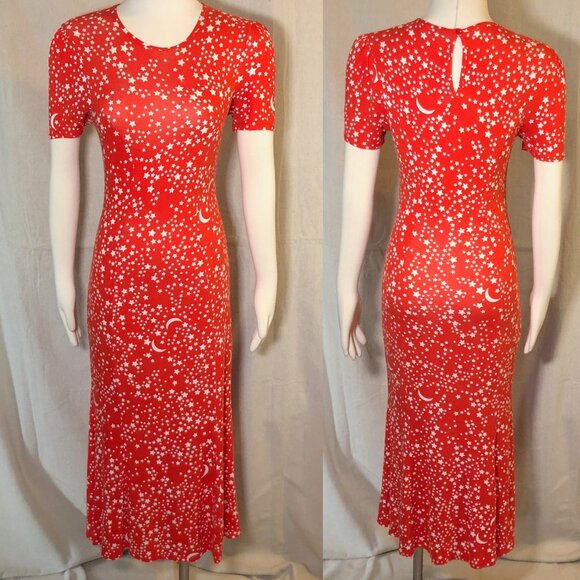 ASOS Red Stars and Moon Maxi Dress US 4 / S - Picture 2 of 9